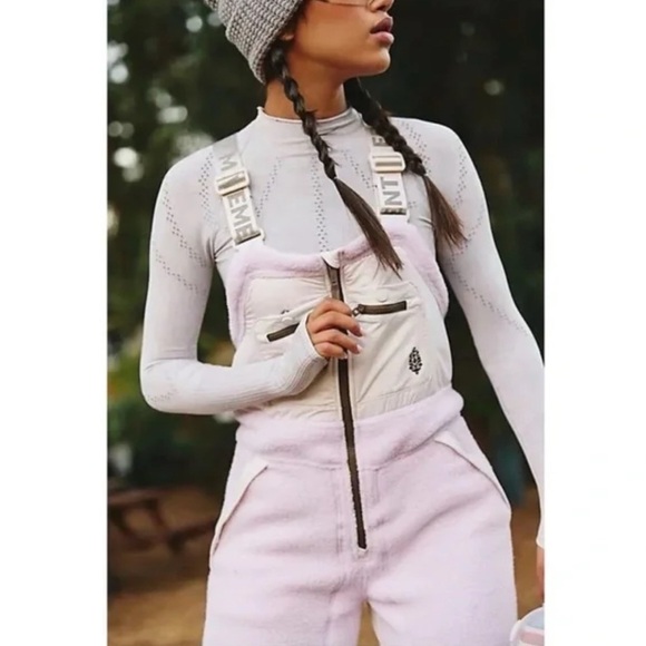 FP Movement Hit the Slopes Overalls Snow Bibs Purple White Sz M - Picture 2 of 15